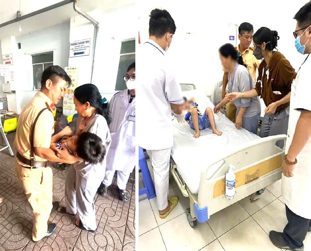 Cảnh sát giao thông Cần Thơ kịp thời hỗ trợ đưa cháu bé vào bệnh viện cấp cứu.