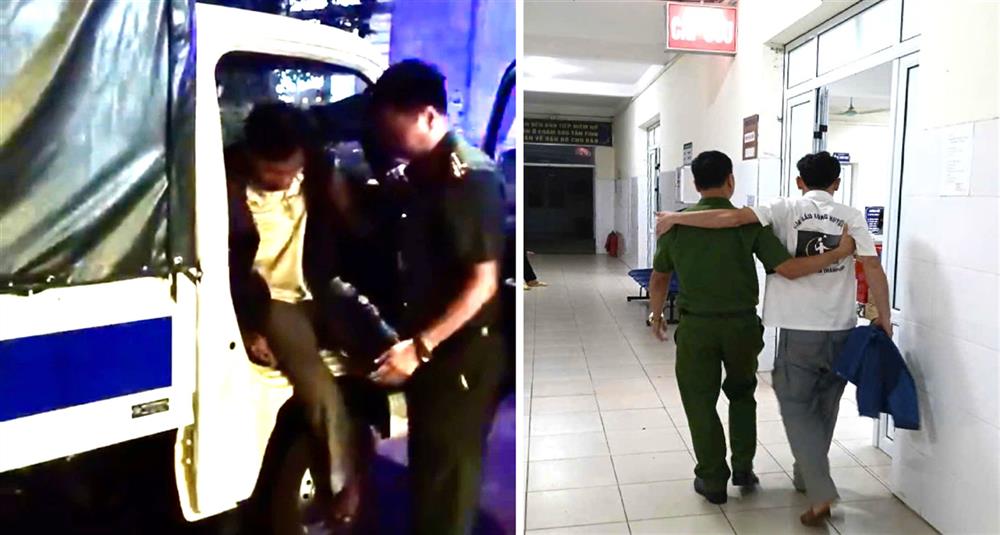 Cán bộ Công an xã Tân Lạc dùng xe tuần tra kịp thời đưa người gặp nạn đến bệnh viện cấp cứu.