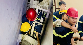 Công an Thái Bình kịp thời cứu một phụ nữ mắc kẹt giữa 2 ngôi nhà