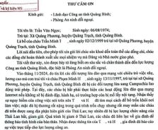 Người dân viết Thư cảm ơn Công an Quảng Bình