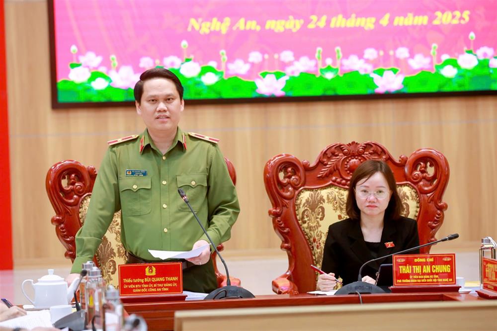 Thiếu tướng Bùi Quang Thanh, Giám đốc Công an tỉnh phát biểu khai mạc tại Hội thảo.