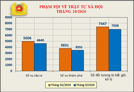 Số liệu về công tác đấu tranh phòng, chống tội phạm tháng 10/2024