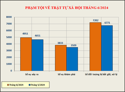 Số liệu về công tác đấu tranh phòng, chống tội phạm tháng 6/2024